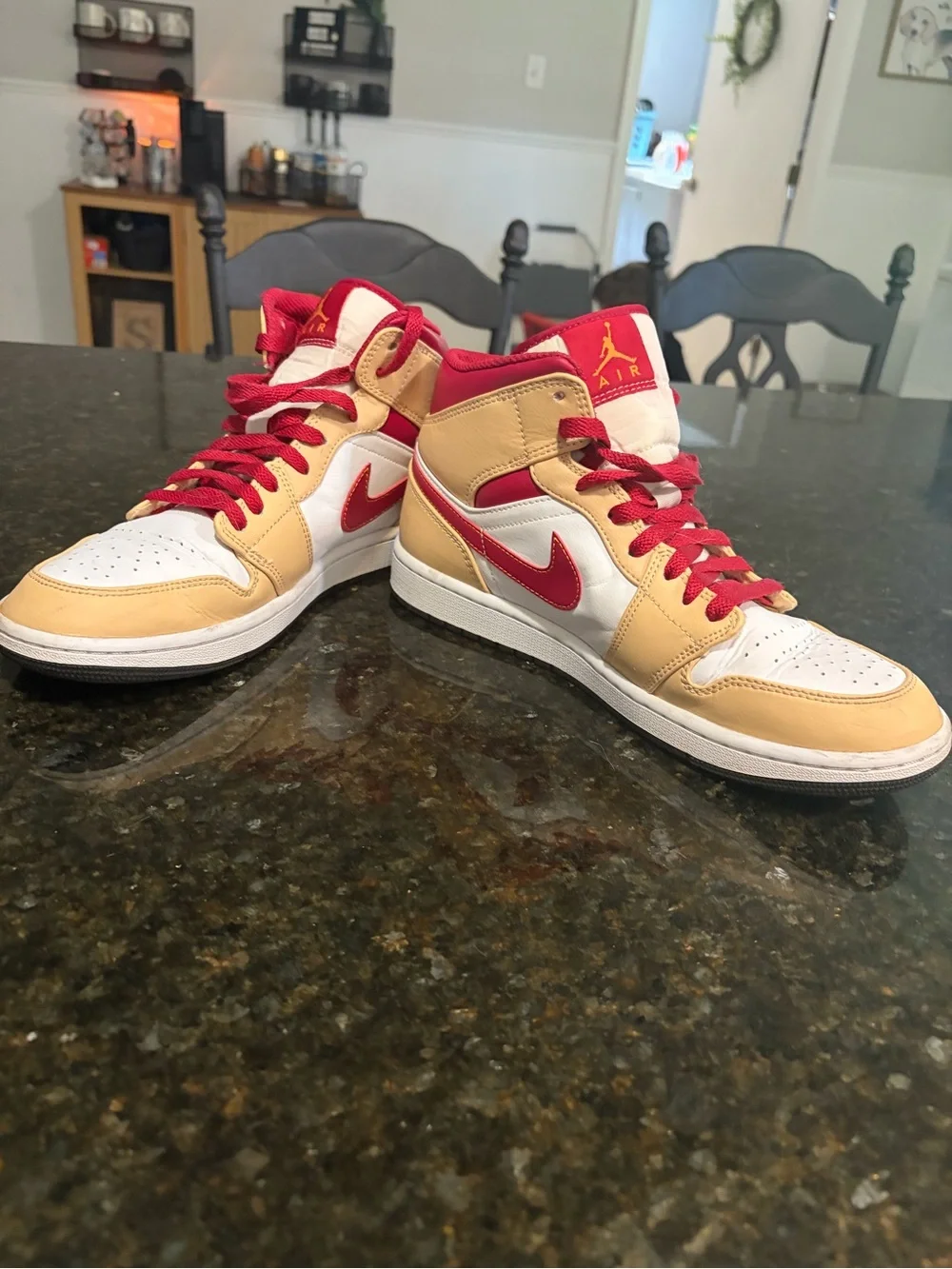 Jordan Mid-Top Sneakers in Red, White & Tan
